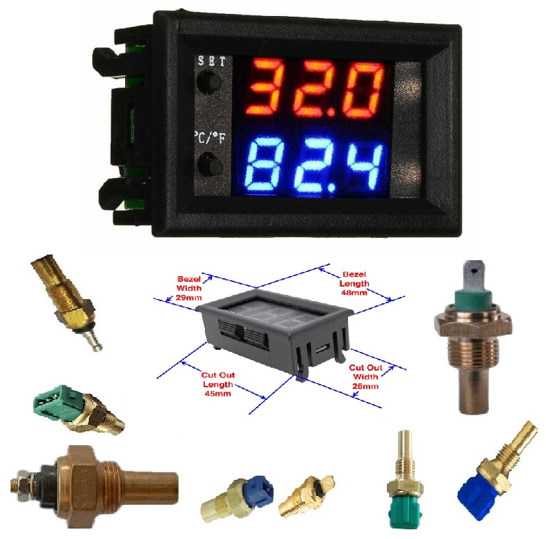آمپر آب دیجیتال آلارم دار 12 و 24 ولت برای خودرو های سبک و سنگین مدل B1214